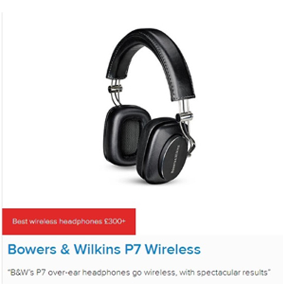 Bowers&Wilkins P7 Wireless - «Лучшие беспроводные наушники 2016 года по цене свыше 300 ф.ст.» по версии журнала «What Hi-Fi»